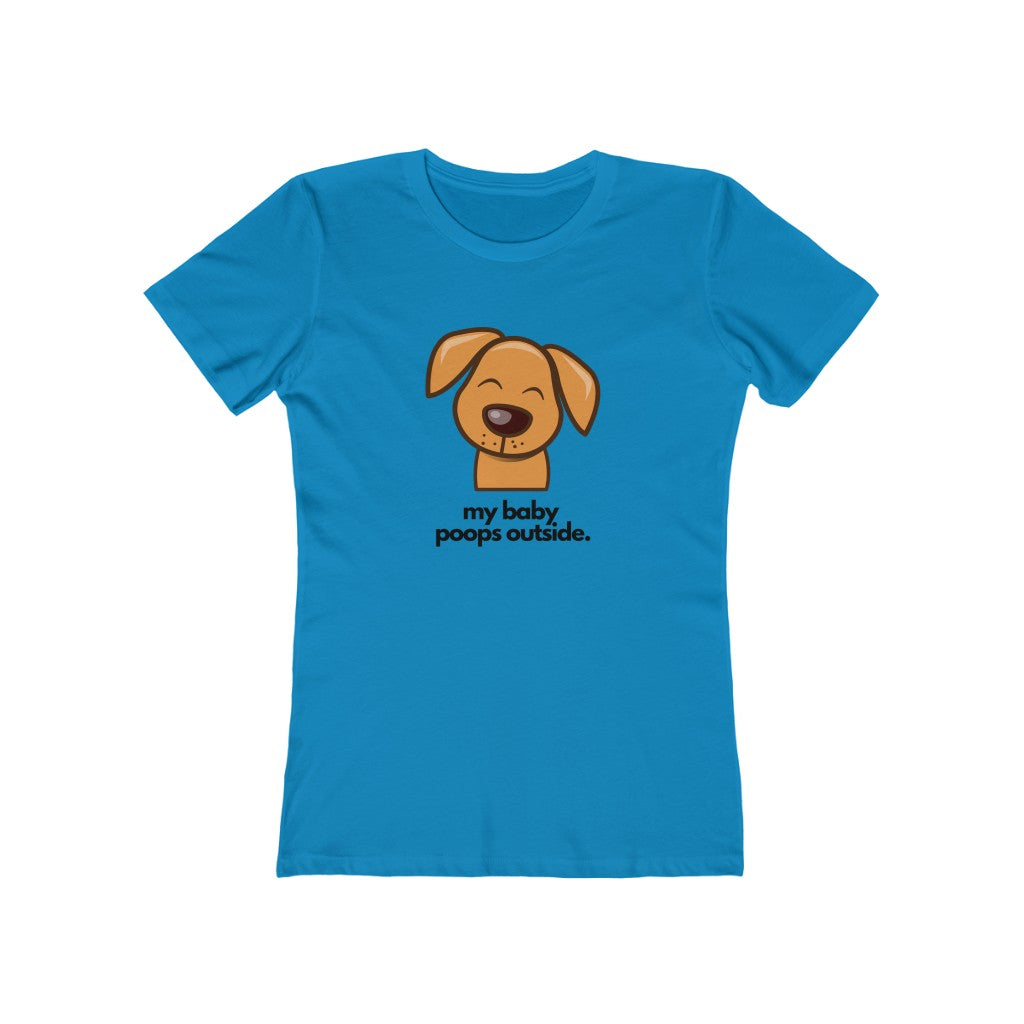 "My baby poops outside." Fitted T-shirt for Women