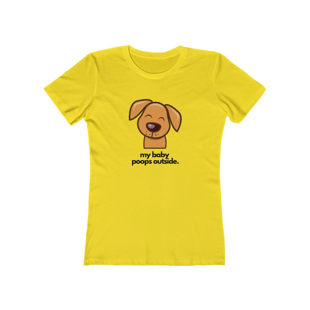 "My baby poops outside." Fitted T-shirt for Women