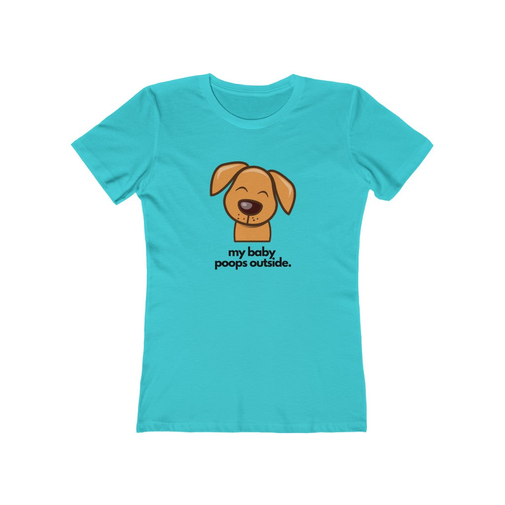 "My baby poops outside." Fitted T-shirt for Women