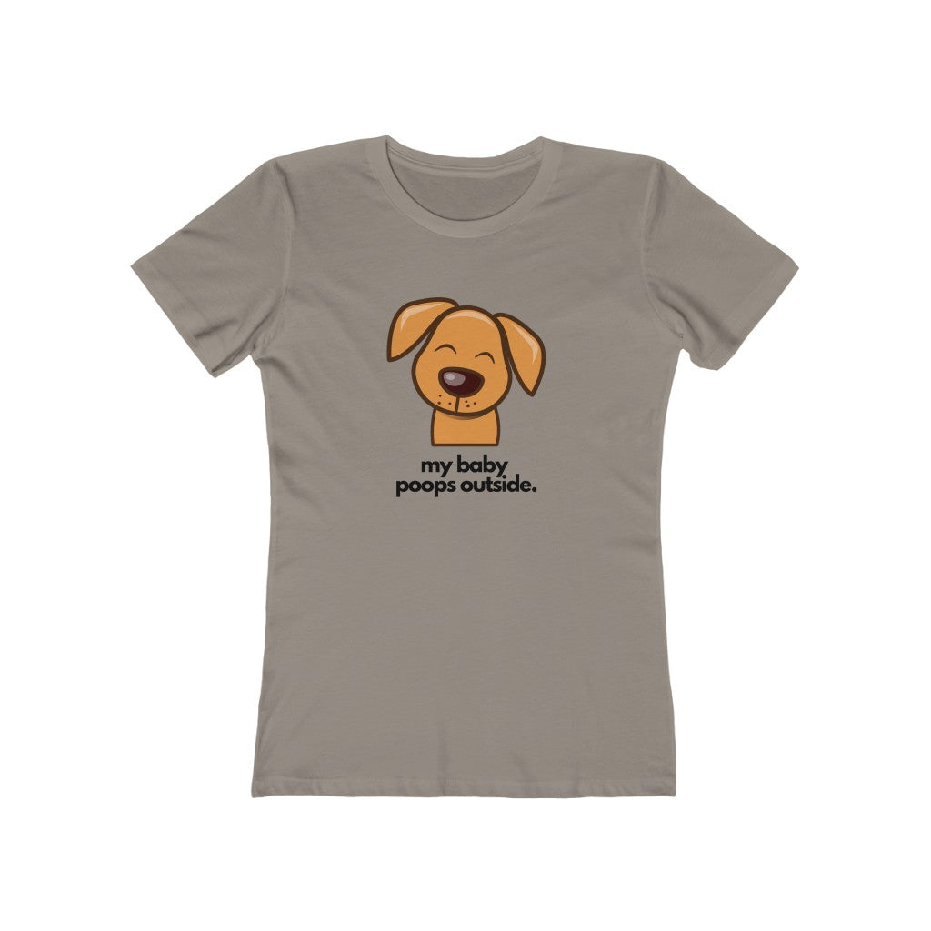 "My baby poops outside." Fitted T-shirt for Women