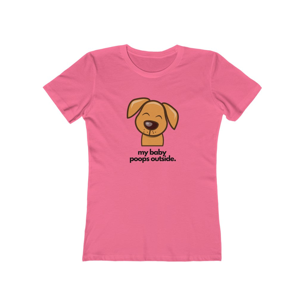 "My baby poops outside." Fitted T-shirt for Women