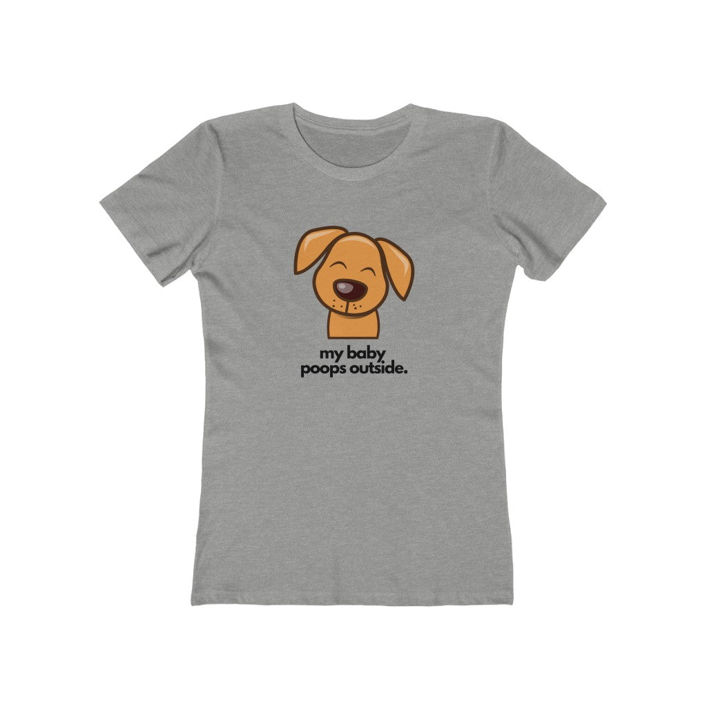 "My baby poops outside." Fitted T-shirt for Women