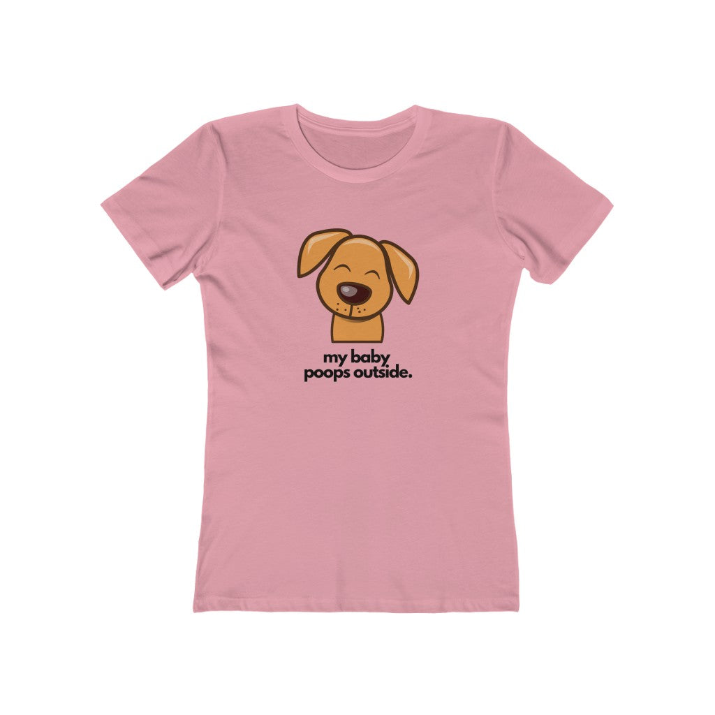 "My baby poops outside." Fitted T-shirt for Women
