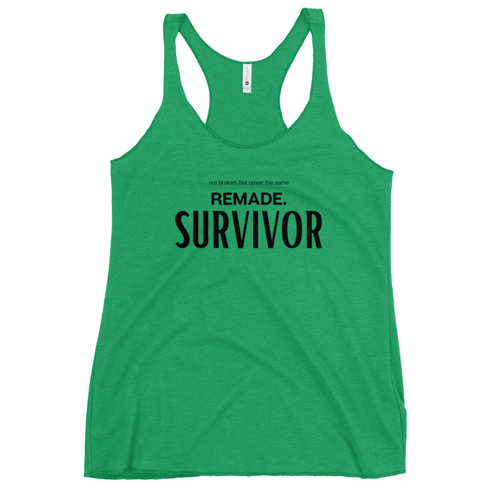 Survivor of the Fittest's "REMADE. SURVIVOR." Women's Racerback Tank