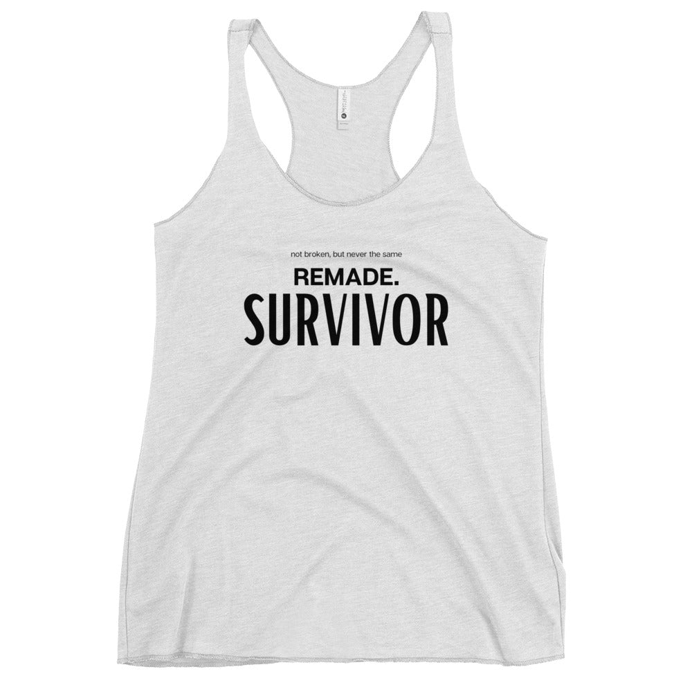 Survivor of the Fittest's "REMADE. SURVIVOR." Women's Racerback Tank