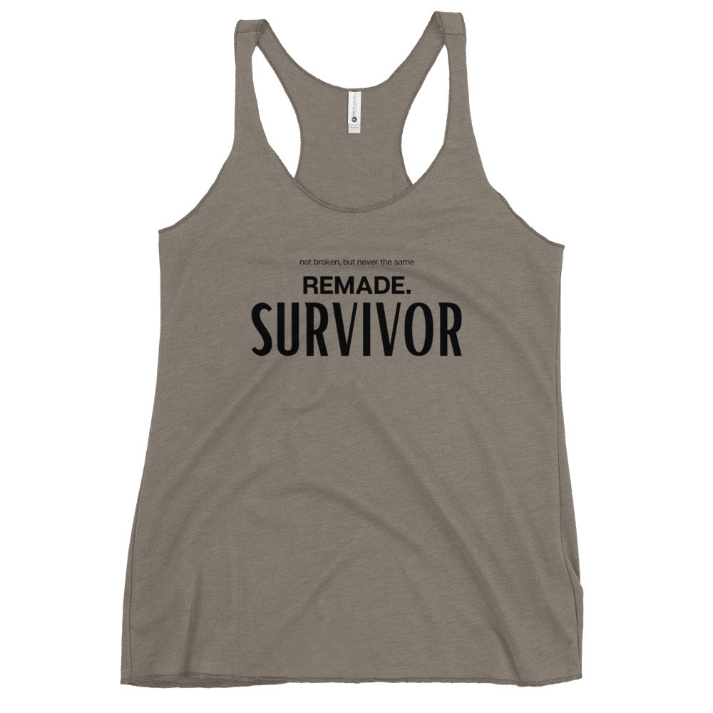 Survivor of the Fittest's "REMADE. SURVIVOR." Women's Racerback Tank