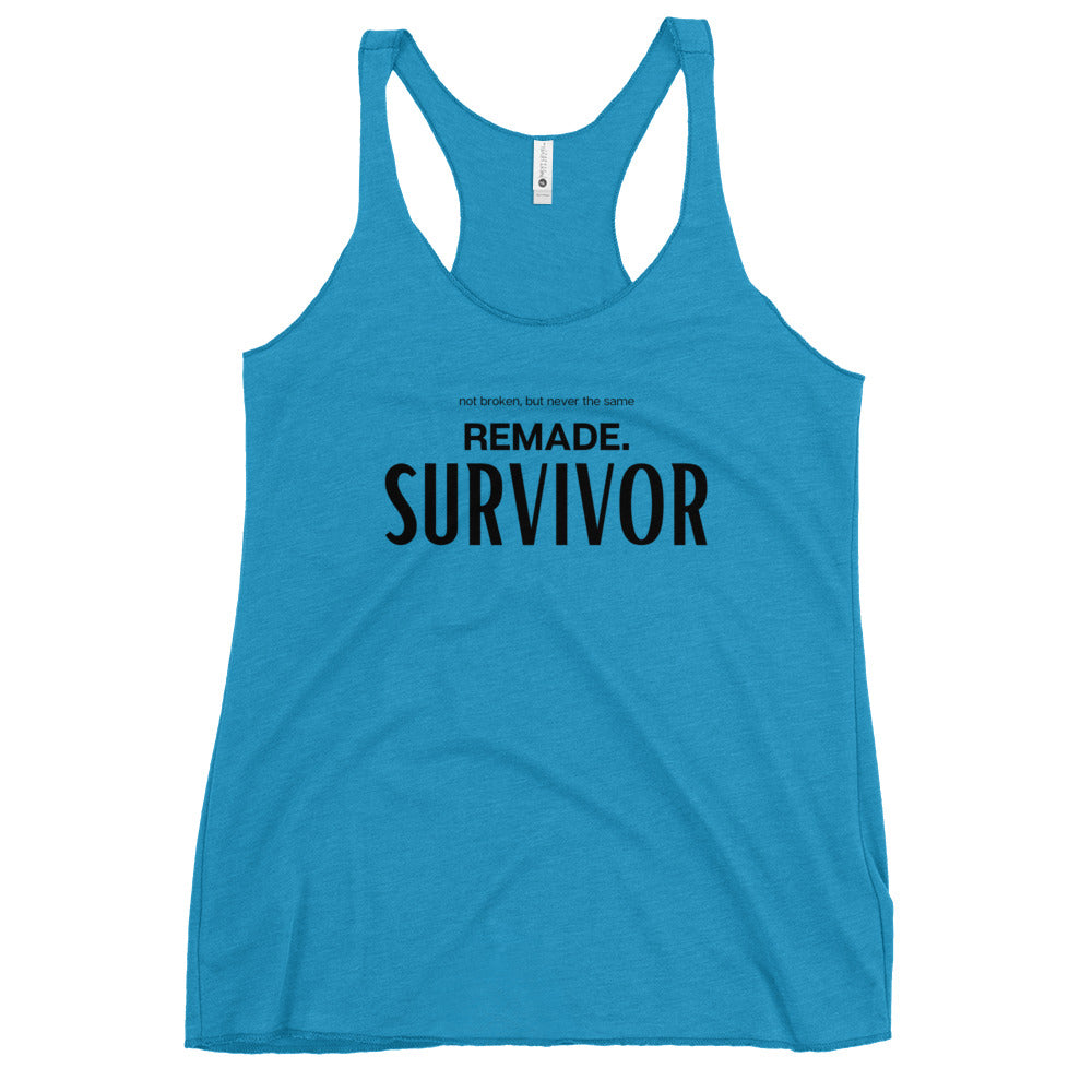 Survivor of the Fittest's "REMADE. SURVIVOR." Women's Racerback Tank
