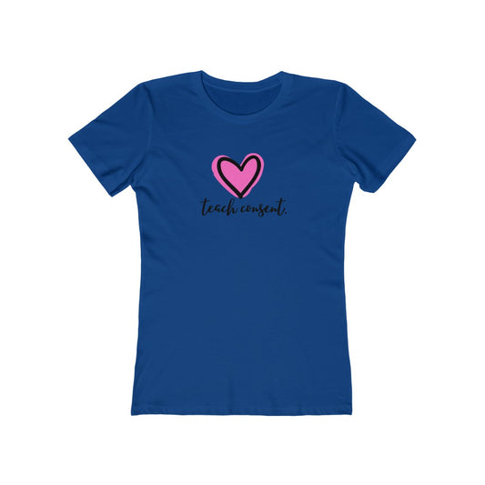 "Teach consent (heart)" Women's Slim Fit Cotton Tee