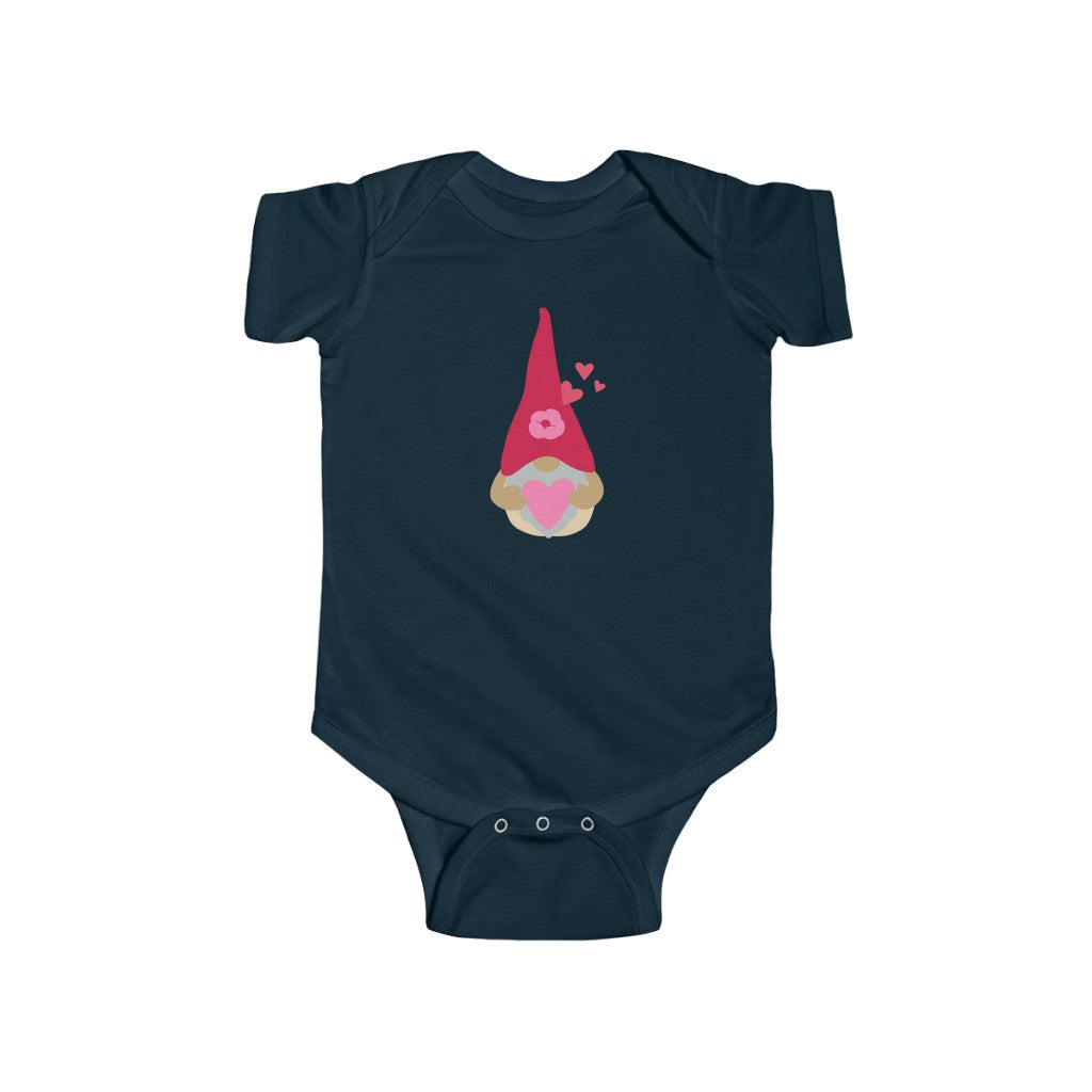 My Littlest Gnome has my Valentine's Heart Infant Fine Jersey Bodysuit