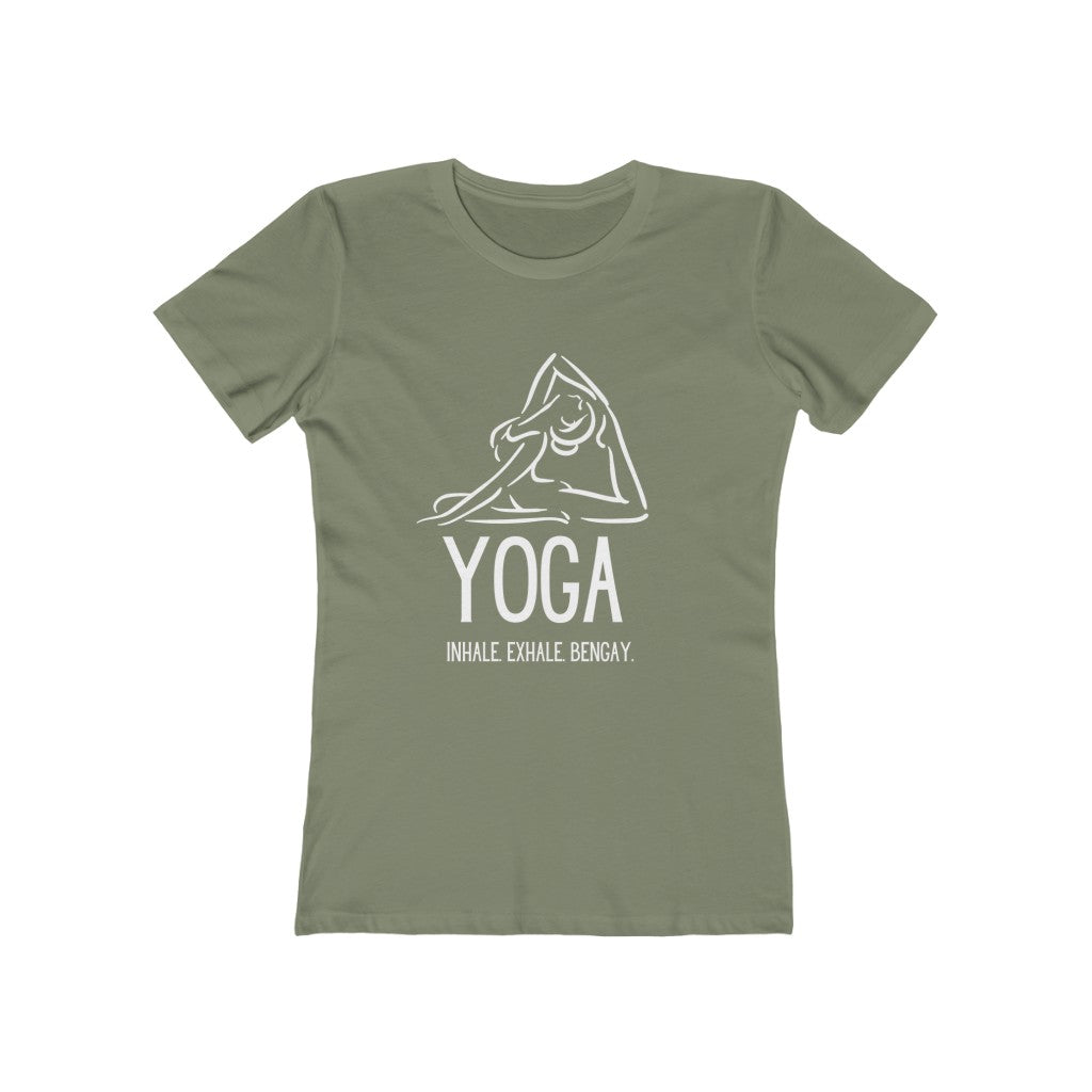 "Inhale. Exhale. Bengay." Yoga Women's Slim Fit Cotton Tee
