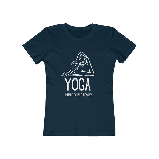 "Inhale. Exhale. Bengay." Yoga Women's Slim Fit Cotton Tee