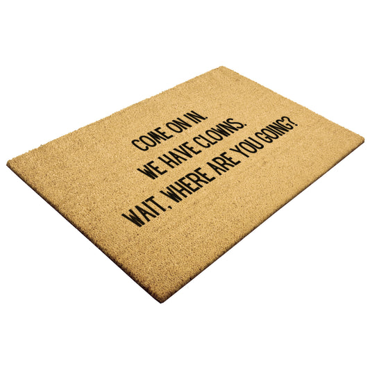 "We Have Clowns" Welcome Mat