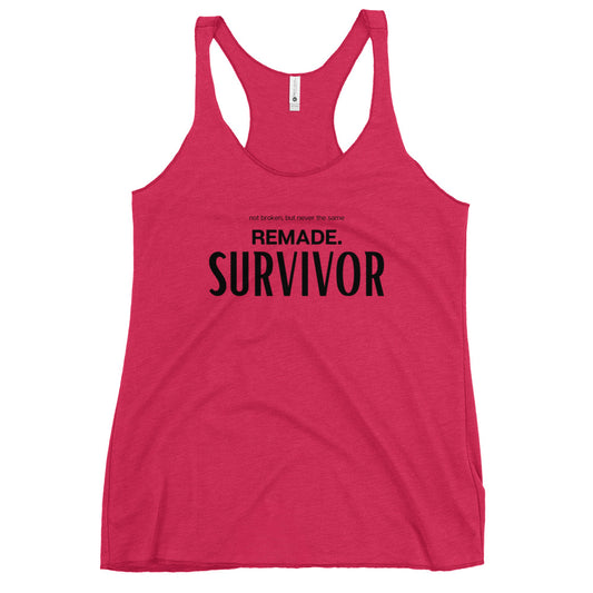 Survivor of the Fittest's "REMADE. SURVIVOR." Women's Racerback Tank